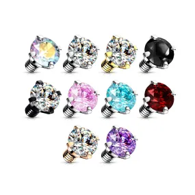 14g Prong Gem Balls for INTERNALLY THREADED Belly Rings