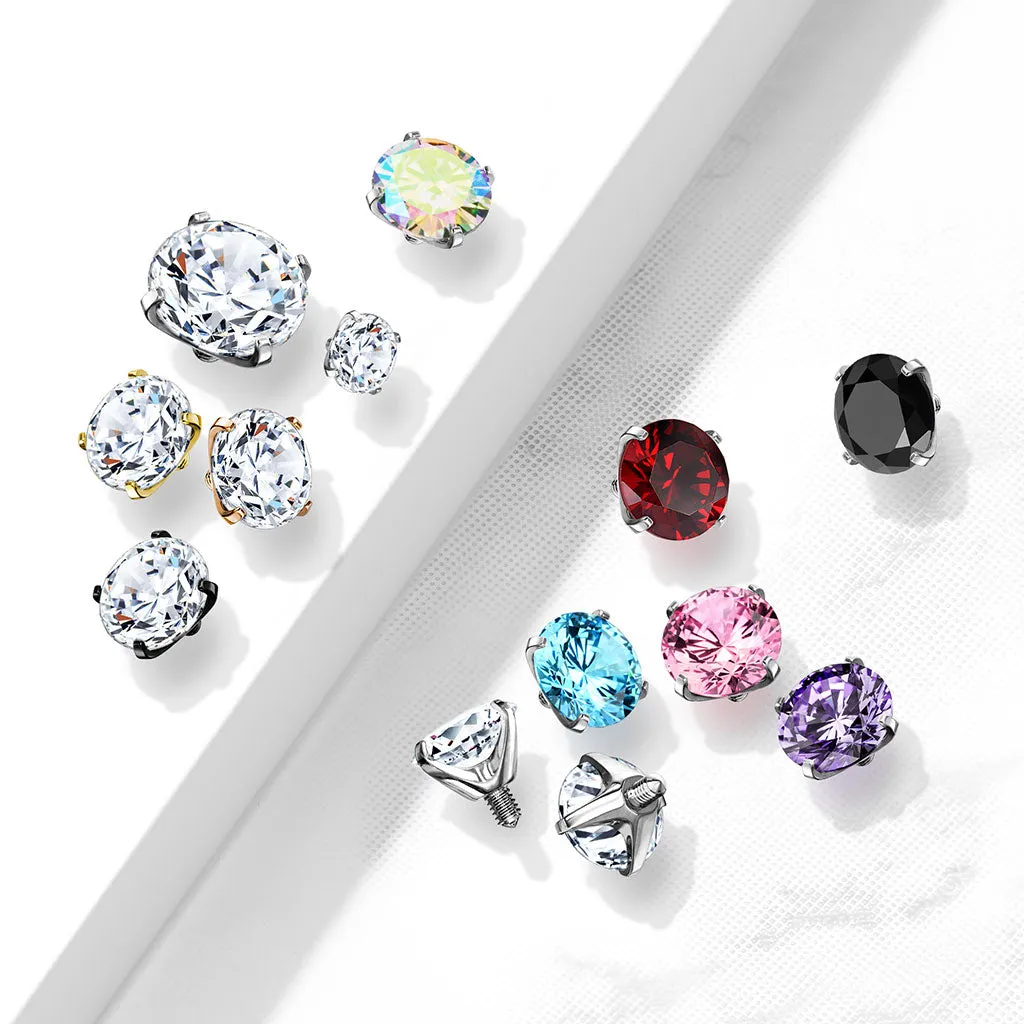 14g Prong Gem Balls for INTERNALLY THREADED Belly Rings