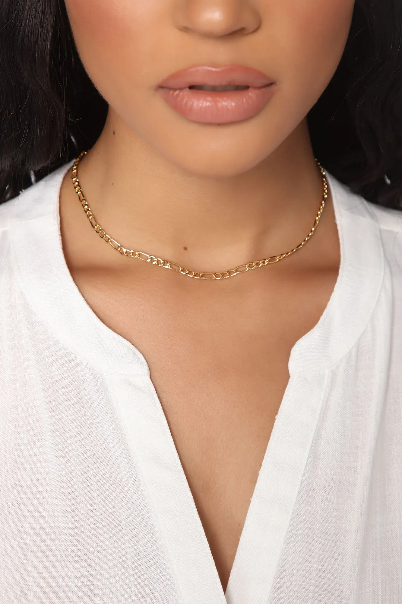 14K Gold Plated Chain Choker - Gold