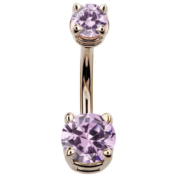 14K Rose Gold Gem Belly Rings