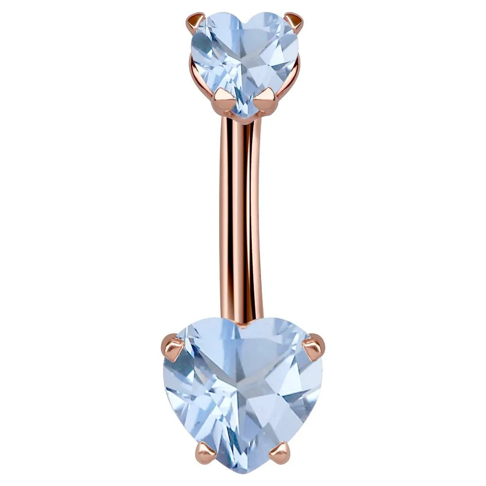 14K Rose Gold Loved Up Gem Belly Rings