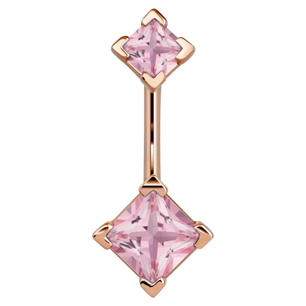 14K Rose Gold Princess Gem Belly Rings