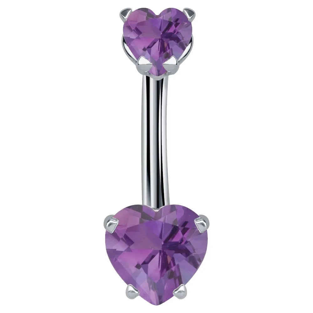 14K White Gold Loved Up Gem Belly Rings