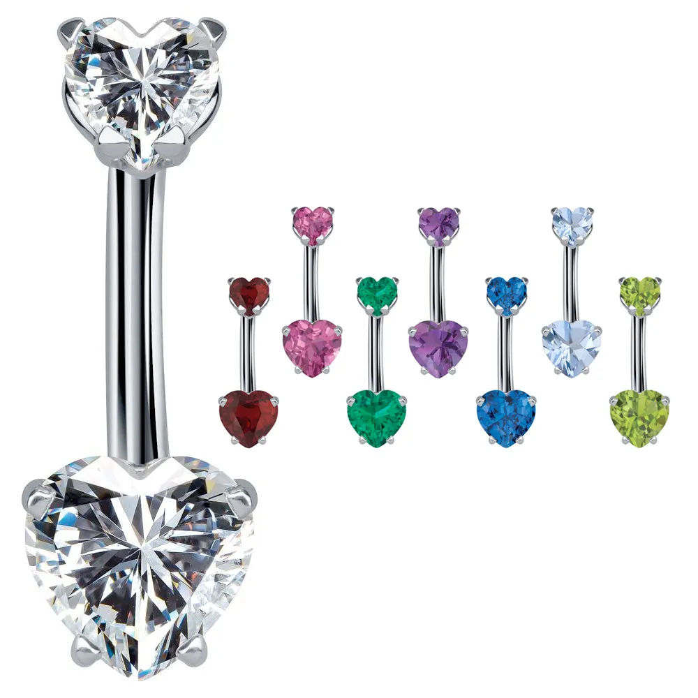 14K White Gold Loved Up Gem Belly Rings