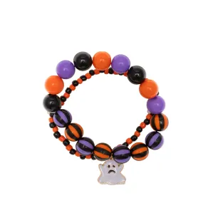 2PCS Halloween Ghost Charm Beaded Stretch Bracelets