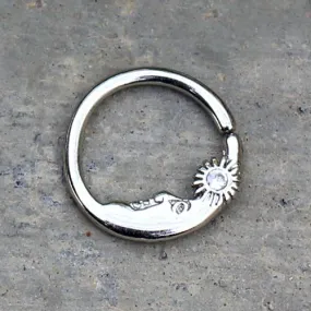 316L Stainless Steel Sun & Moon Seamless Rings / Cartilage Earrings