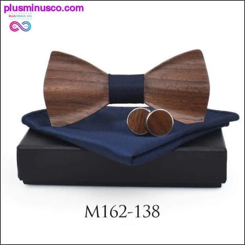 3D Wooden tie Pocket Square Cuff-links Fashion wood bow tie