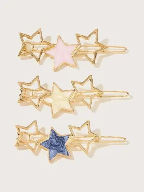 3pc Star Decor Hair Clip