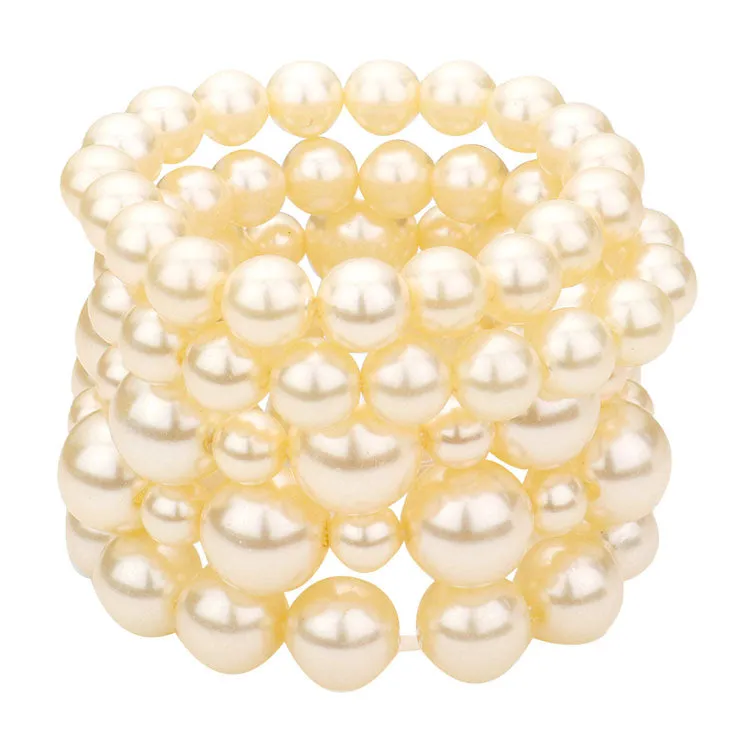 5PCS Pearl Strand Stretch Bracelets