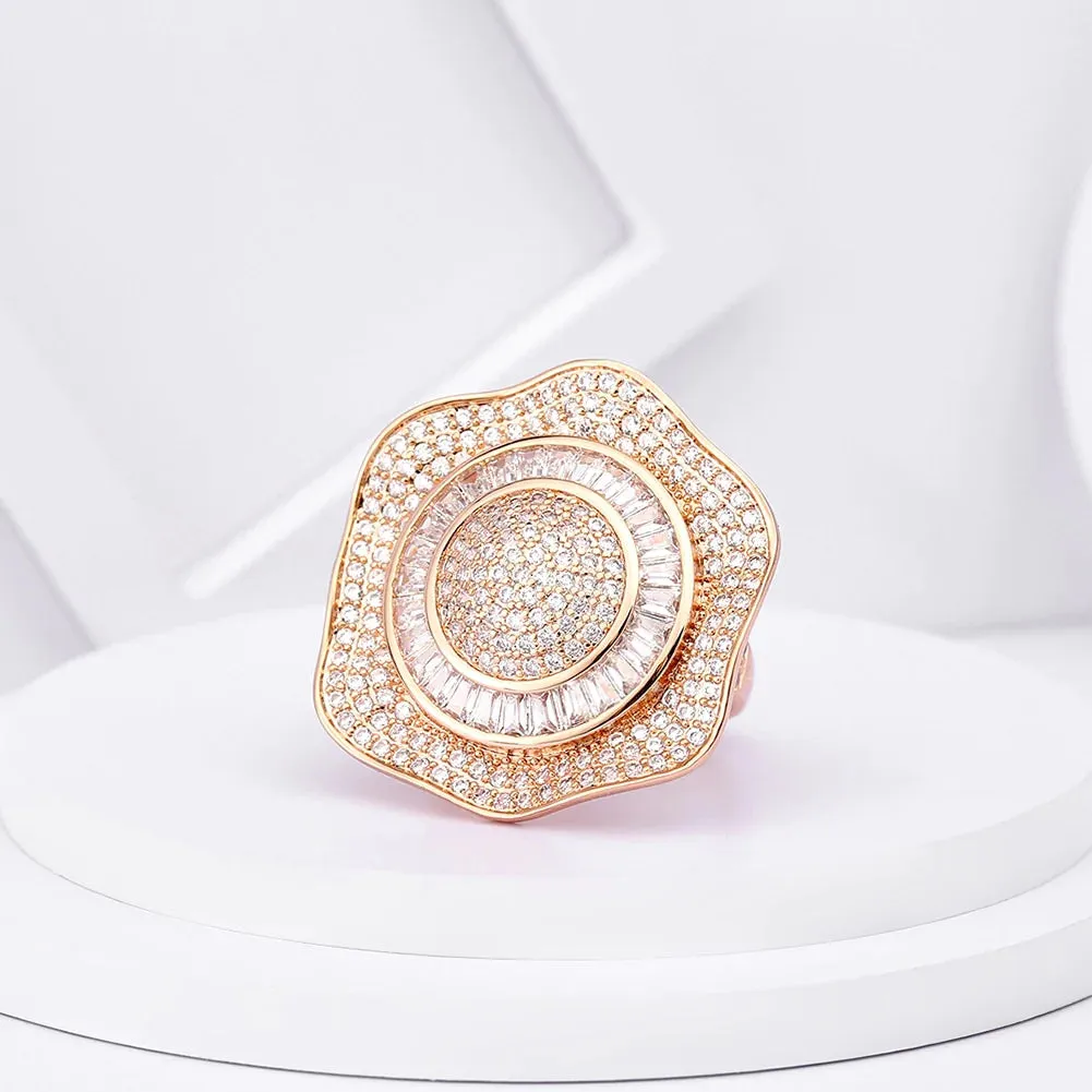 6 Colors Fine Crystal Rhinestone Big Flower Rings for Women