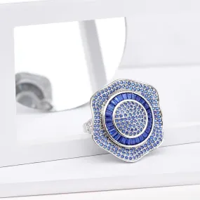 6 Colors Fine Crystal Rhinestone Big Flower Rings for Women