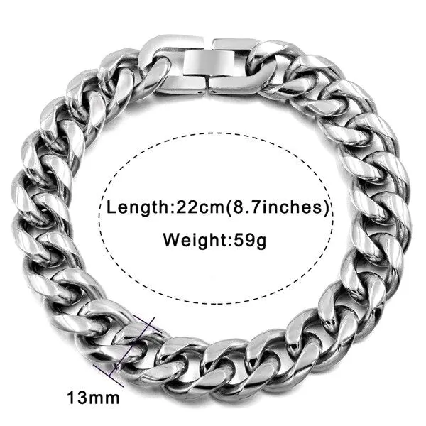 7mm 9mm and 10mm Wide Rock Trendy Stainless Bracelets Gift for Men