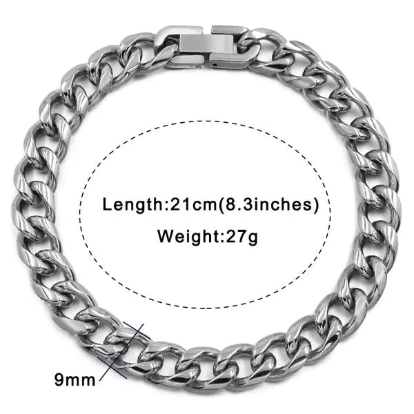 7mm 9mm and 10mm Wide Rock Trendy Stainless Bracelets Gift for Men