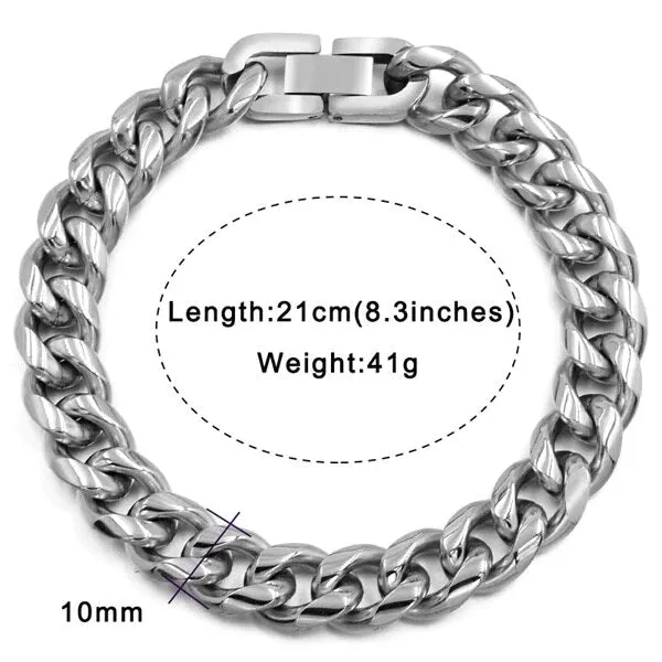 7mm 9mm and 10mm Wide Rock Trendy Stainless Bracelets Gift for Men