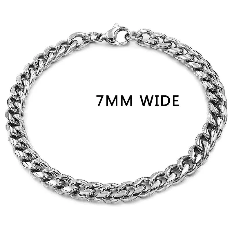 7mm 9mm and 10mm Wide Rock Trendy Stainless Bracelets Gift for Men