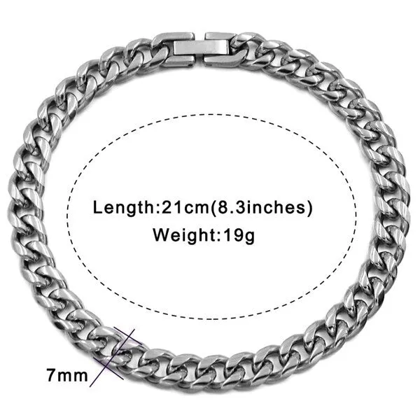 7mm 9mm and 10mm Wide Rock Trendy Stainless Bracelets Gift for Men