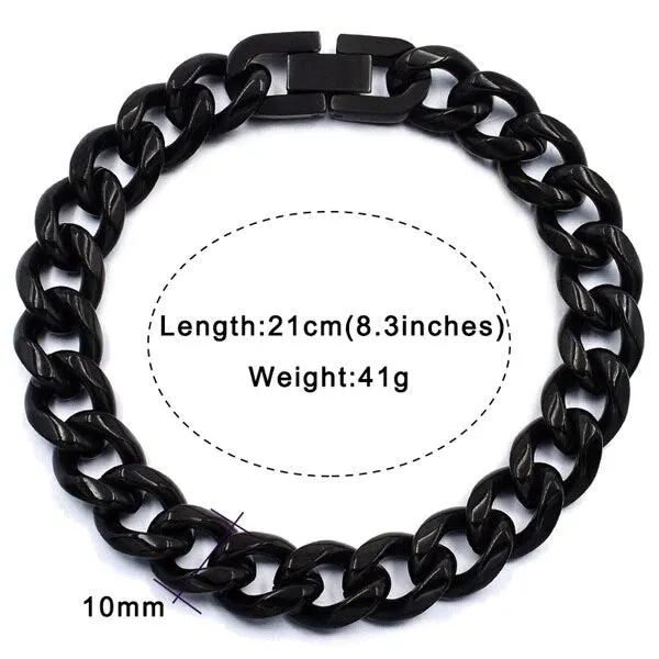 7mm 9mm and 10mm Wide Rock Trendy Stainless Bracelets Gift for Men