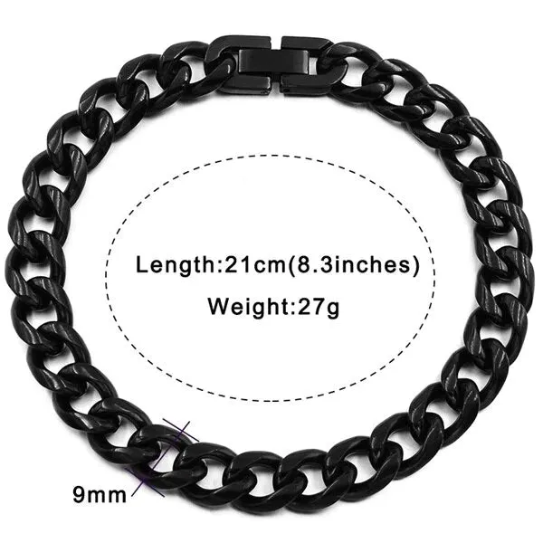 7mm 9mm and 10mm Wide Rock Trendy Stainless Bracelets Gift for Men