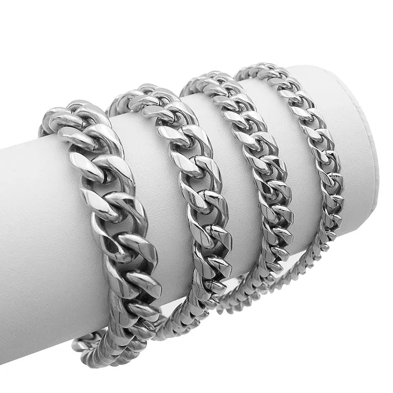 7mm 9mm and 10mm Wide Rock Trendy Stainless Bracelets Gift for Men