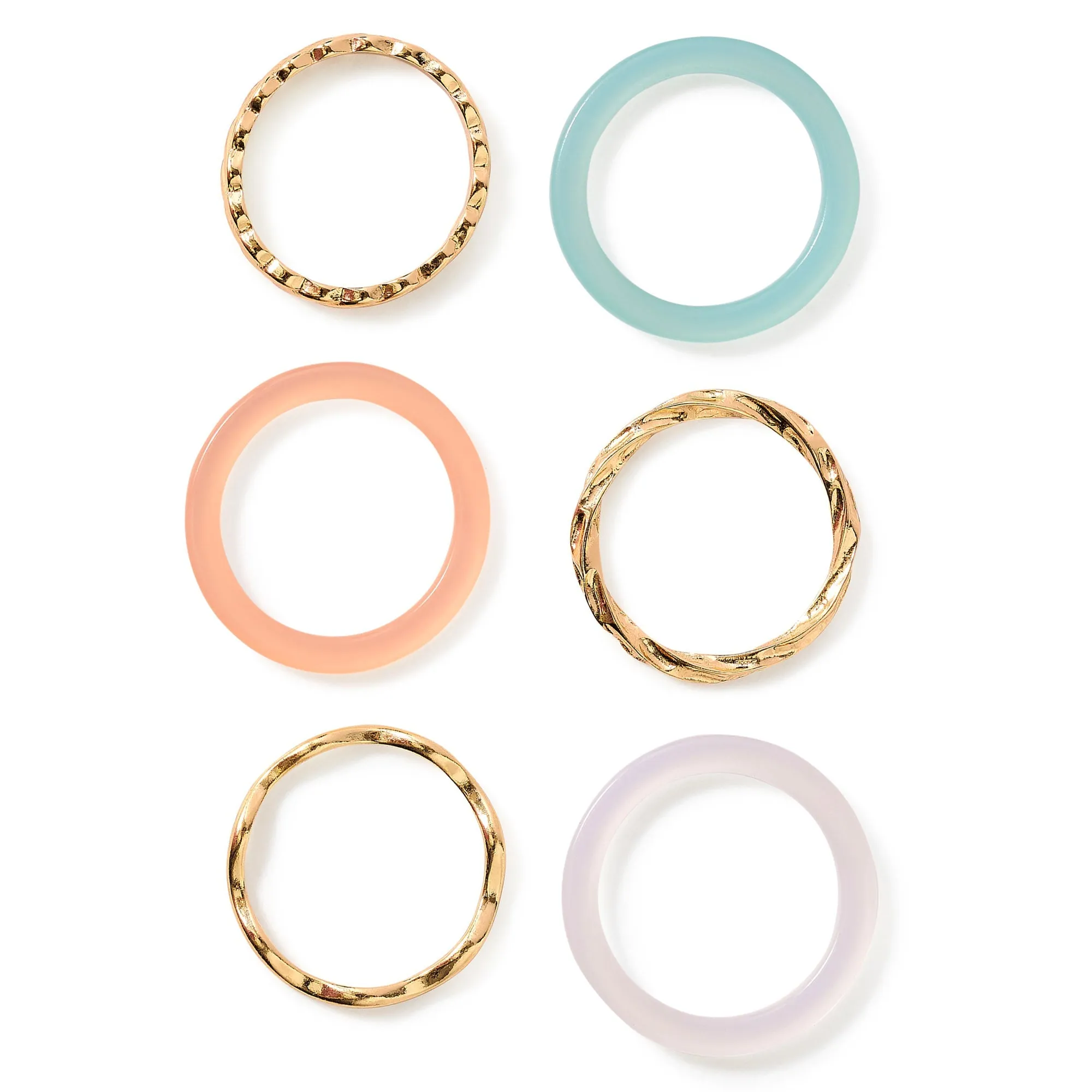 90S Flashback Pack of 6 Skinny Resin Rings-Medium