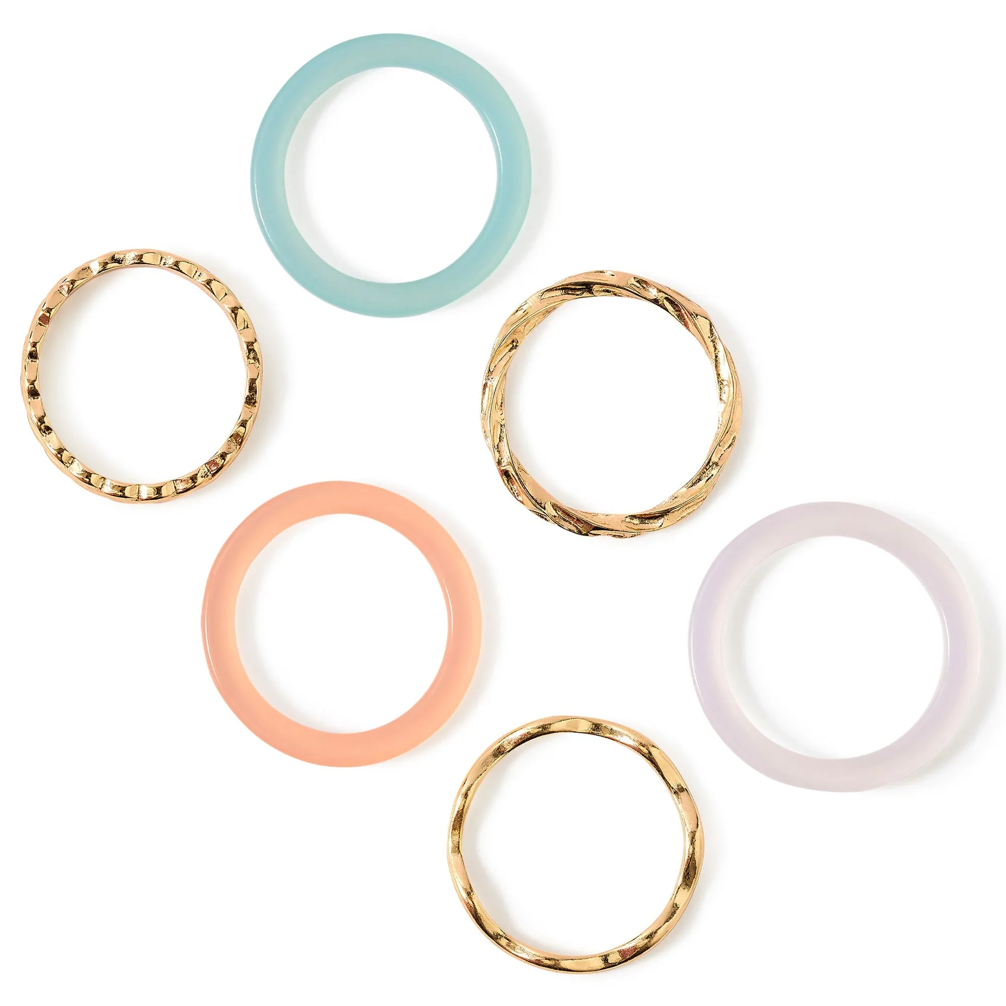 90S Flashback Pack of 6 Skinny Resin Rings-Medium