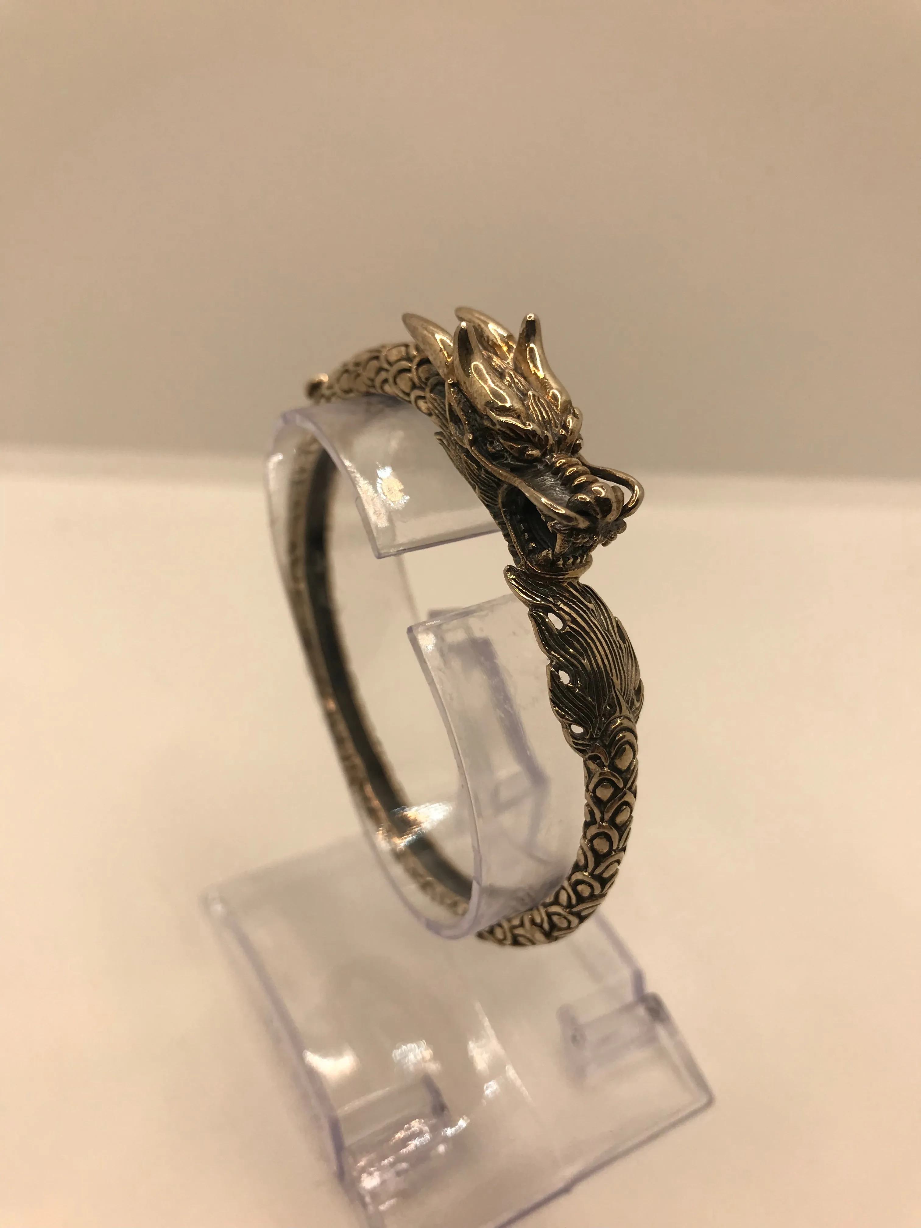 925 sterling silver dragon cuff bangle