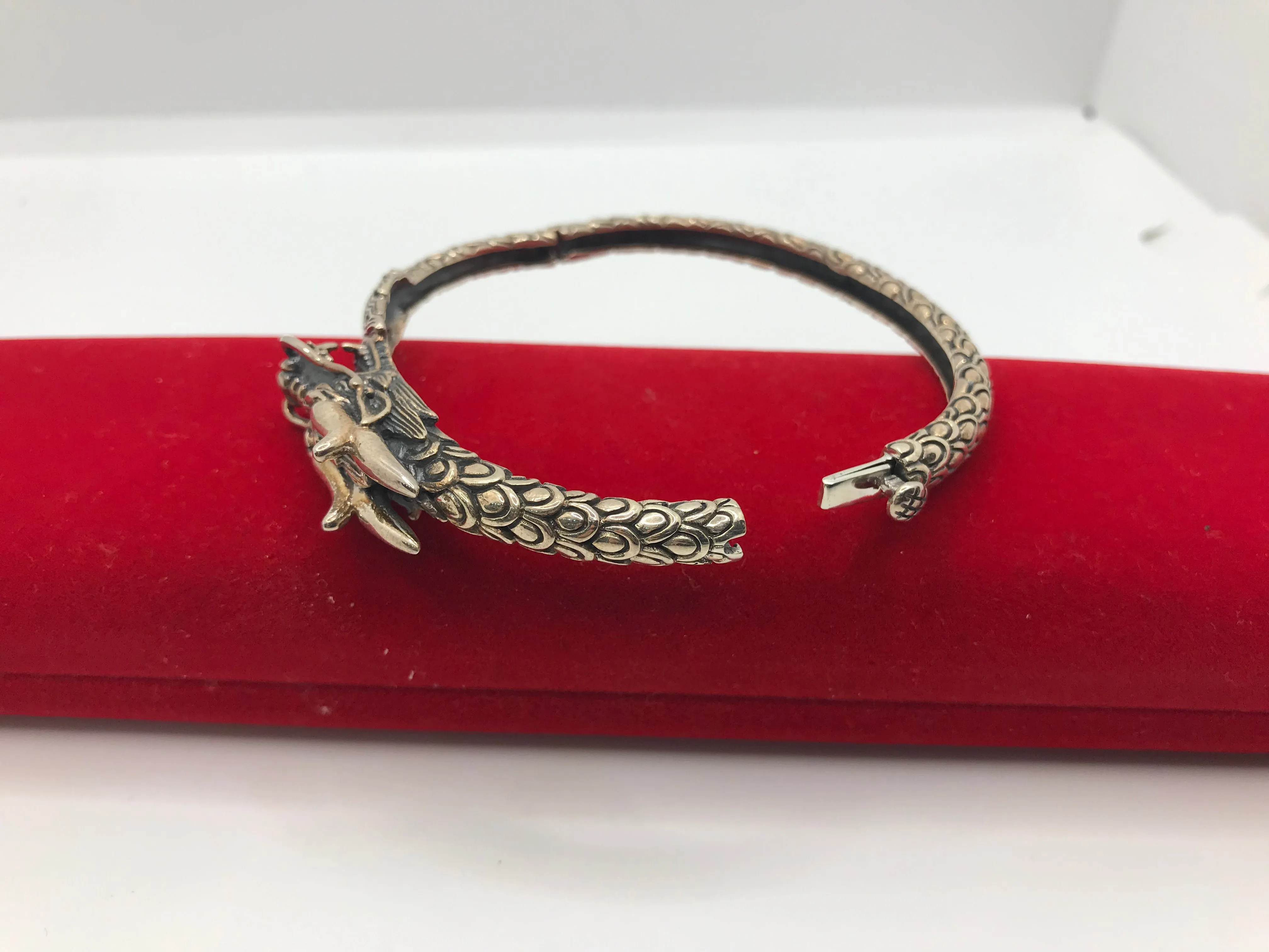 925 sterling silver dragon cuff bangle