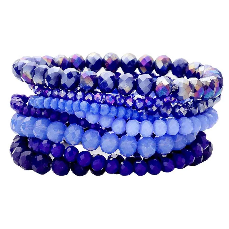 9PCS Faceted Bead Stretch Bracelets