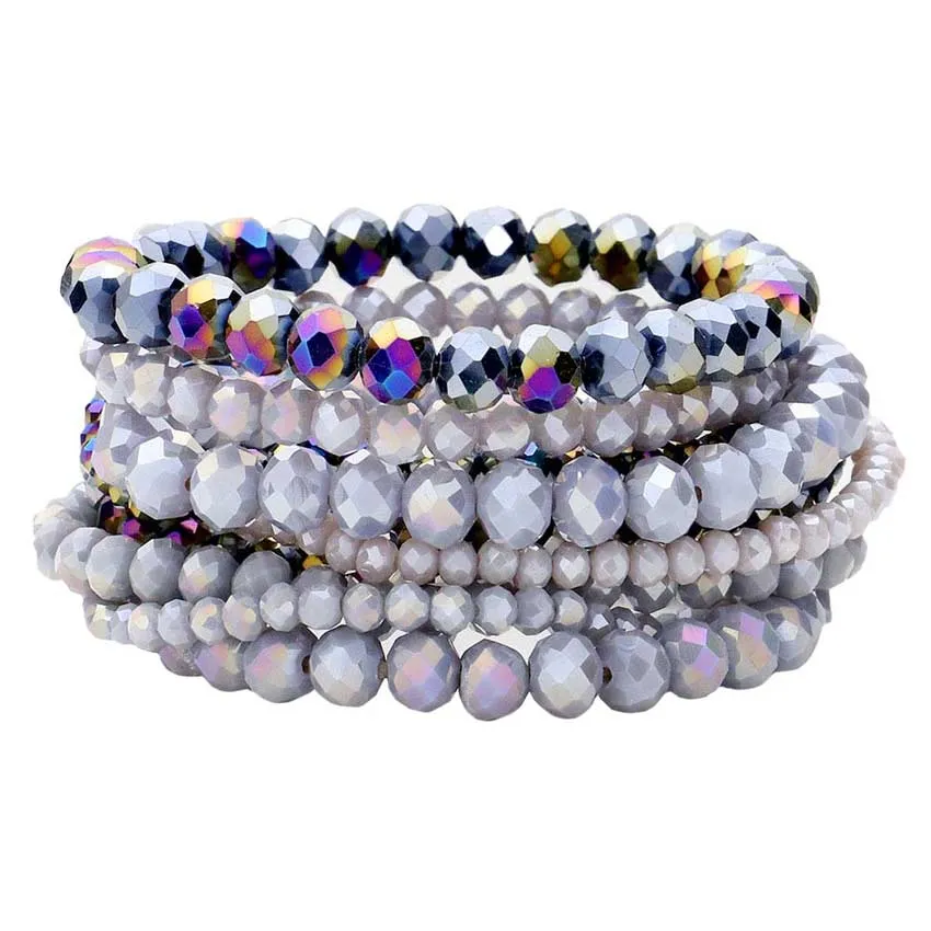 9PCS Faceted Bead Stretch Bracelets