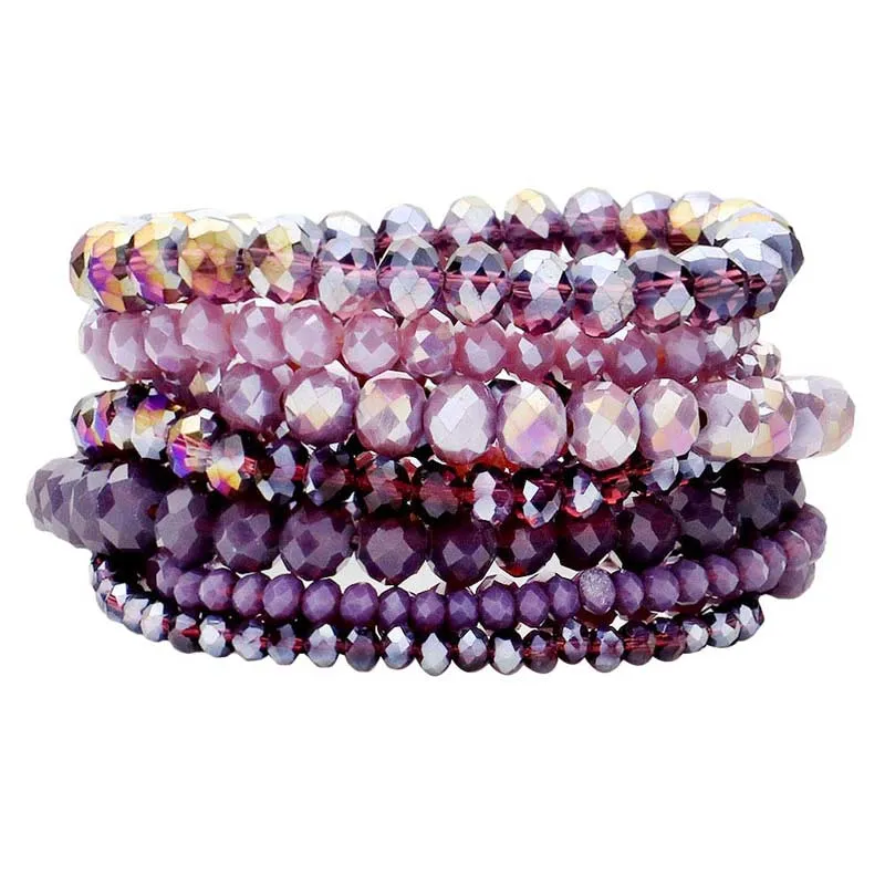 9PCS Faceted Bead Stretch Bracelets