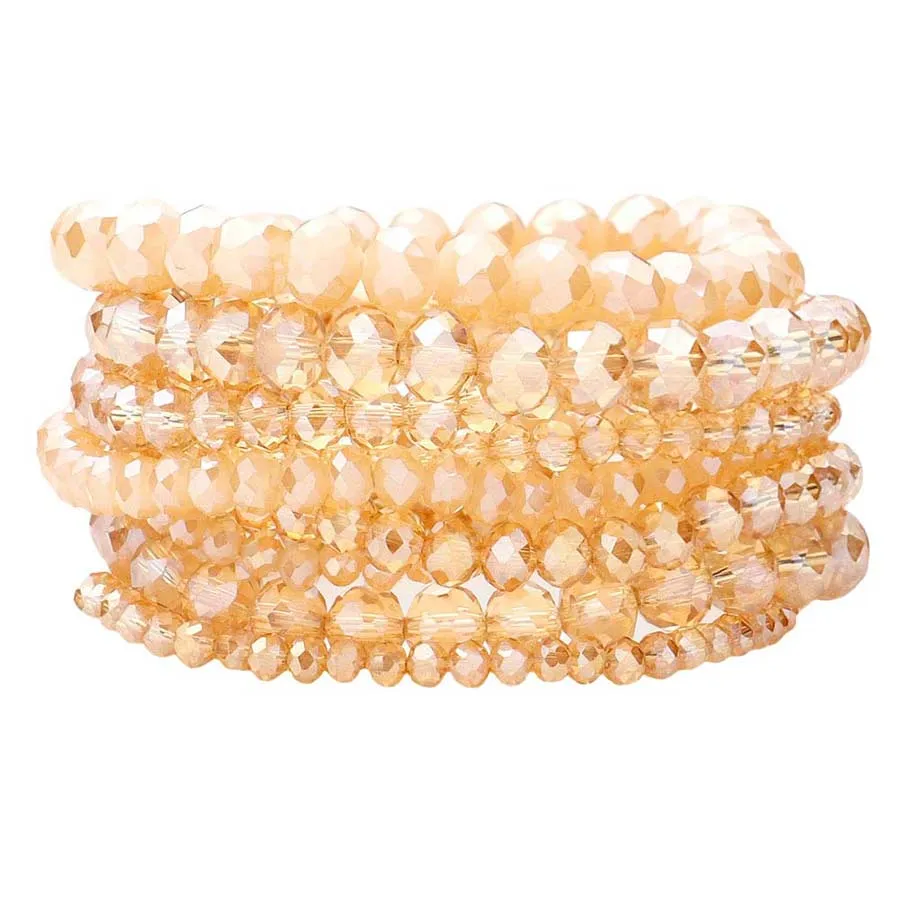 9PCS Faceted Bead Stretch Bracelets