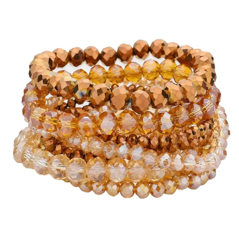 9PCS Faceted Bead Stretch Bracelets