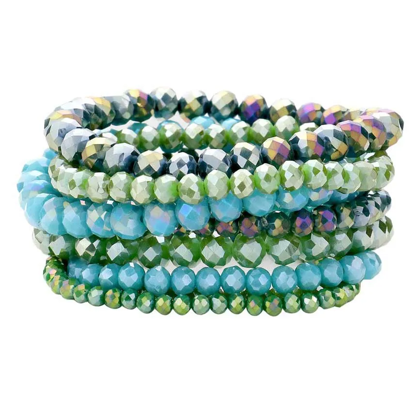 9PCS Faceted Bead Stretch Bracelets