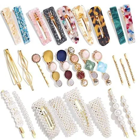 Acetic acid edge clip marble effect hair clip