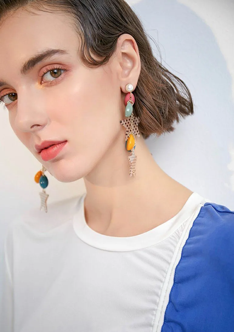 Acrylic Star Drop Statement Earrings