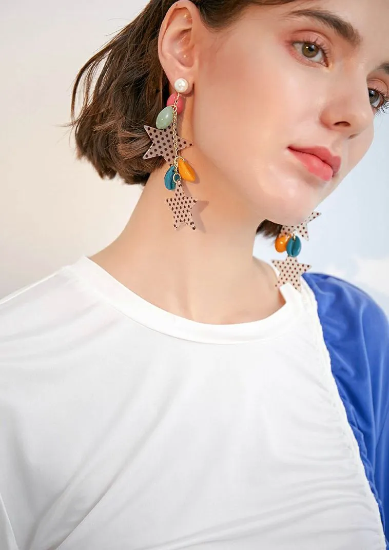 Acrylic Star Drop Statement Earrings