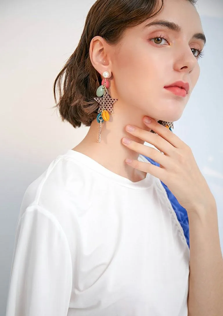 Acrylic Star Drop Statement Earrings