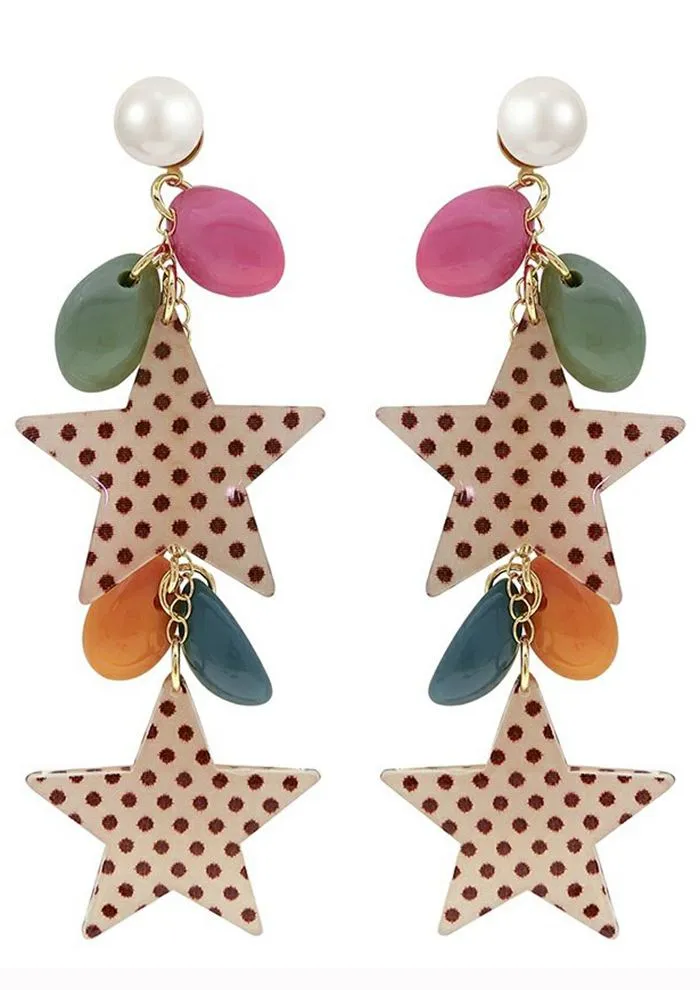 Acrylic Star Drop Statement Earrings