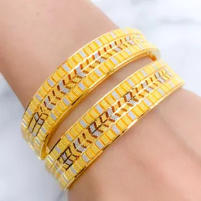 Alternating Two-Tone Bangle Pair