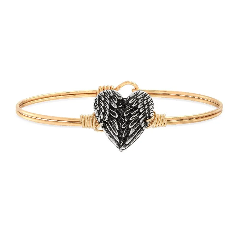 Angel Wing Heart Bangle Bracelet