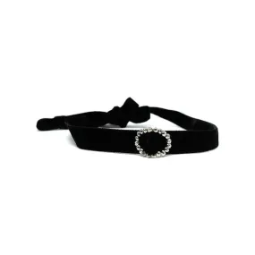 Antique Georgian Cut Steel Buckle Velvet Choker Necklace