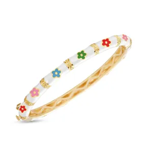 Bamboo Flower Bangle - White