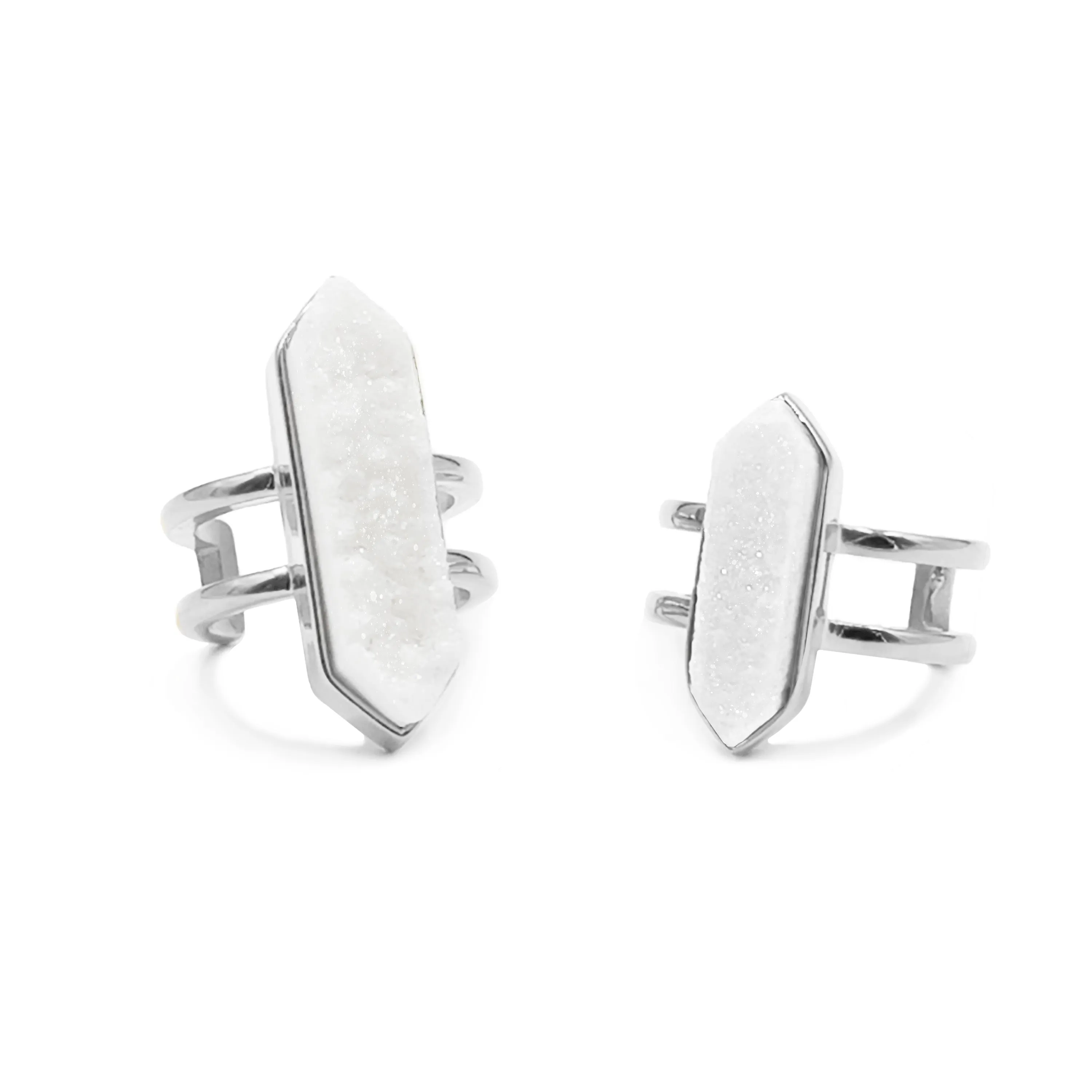 Bangle Collection - Silver Quartz Ring Set