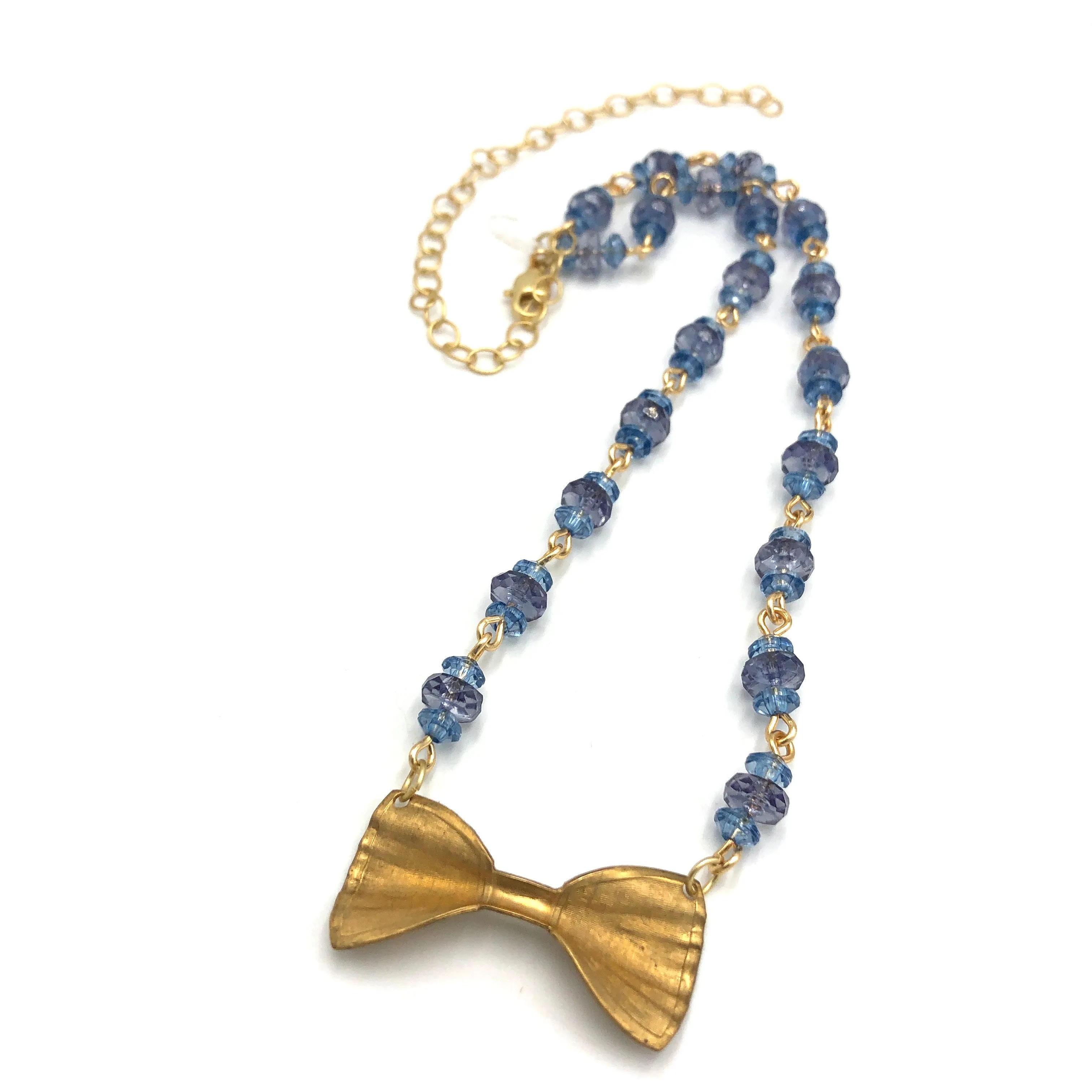 Blue Bow Tie Necklace