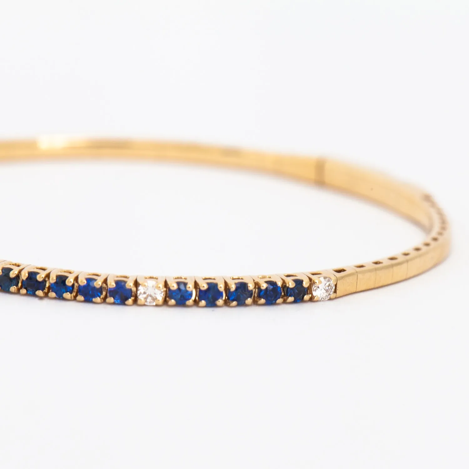 Blue Sapphire & White Diamond Flexible-Fit Bangle