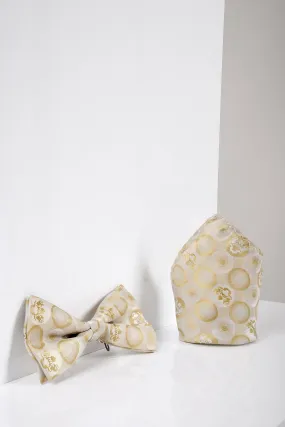 BUBBLES - Stone Bubble Circle Print Bow Tie and Pocket Square Set