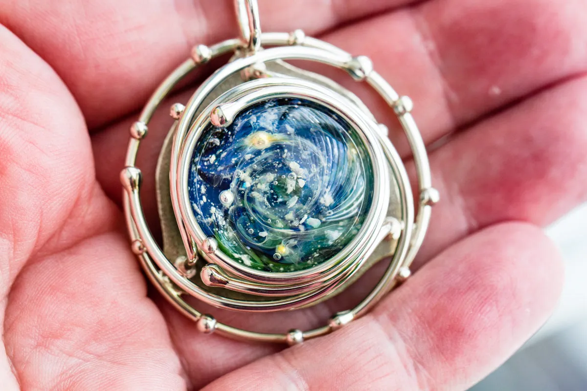 Caged Glass Ocean Pendant