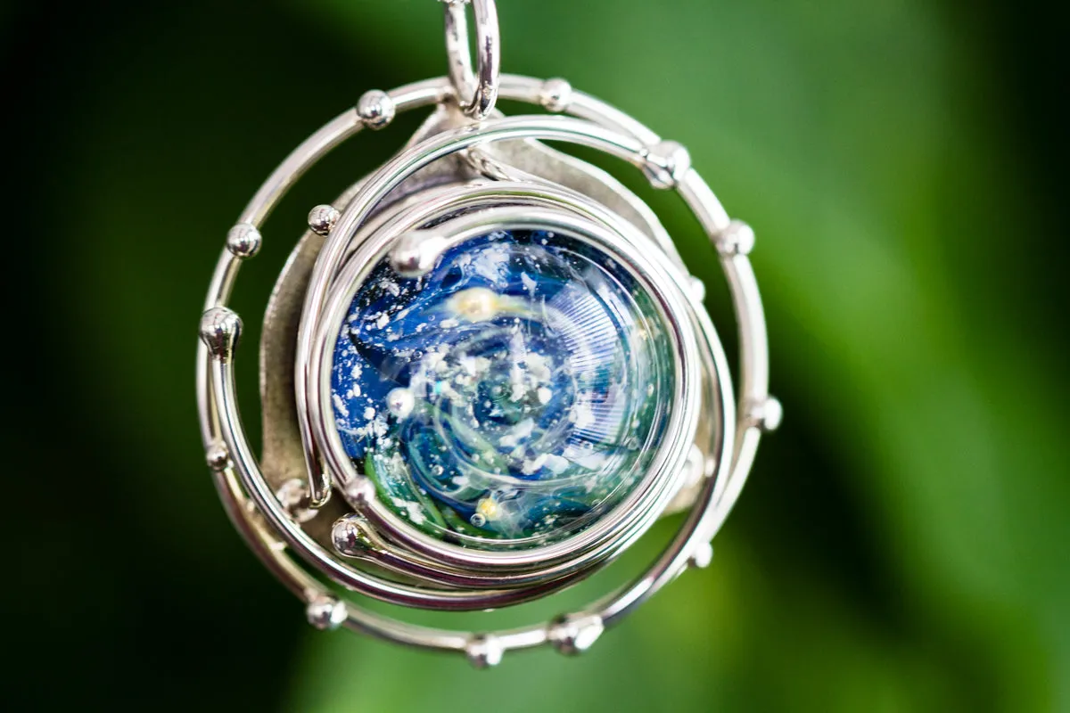 Caged Glass Ocean Pendant