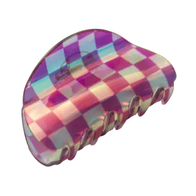 Charley Checkered Claw Hair Clip in Purple