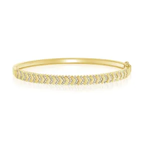 Chevron Diamonds and Solid Gold Bangle